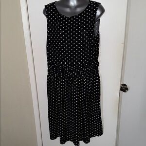 Danny & Nicole Black and White Polka Dot Midi Dress